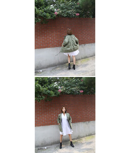 Aco Design（アコデザイン）の「ワンピース 長袖 Vネック/フレアーワンピース コットン（ワンピース・レディース・ブラック・肩幅：58　バスト：101　裾幅：104　総丈：92　袖幅：17　袖丈：31）」の13枚目の写真