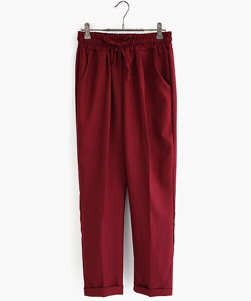 DHOLIC(ディーホリック)の「ウエストゴムロールアップテーパードパンツ(その他パンツ・レディース・ディープグリーン/ネイビー/ブラック/ワイン・FREE)」の4枚目の写真