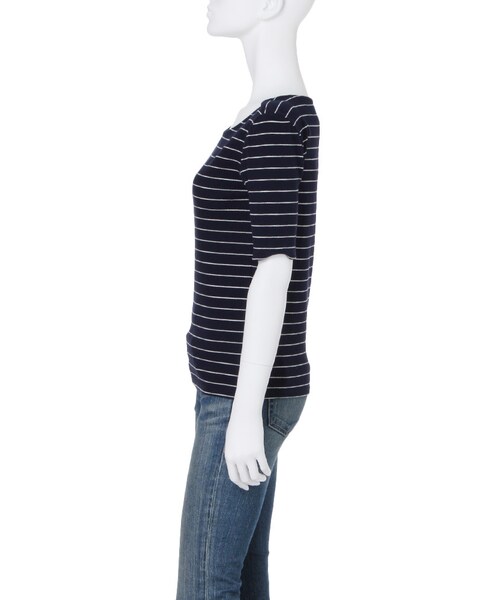 Ungrid（アングリッド）の「テレコボーダーボートネックTee（トップス・レディース・オフホワイト/ネイビー・F）」の4枚目の写真