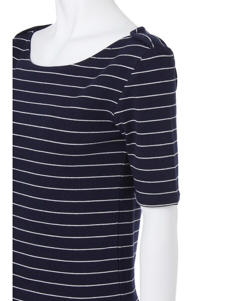 Ungrid（アングリッド）の「テレコボーダーボートネックTee（トップス・レディース・オフホワイト/ネイビー・F）」の7枚目の写真