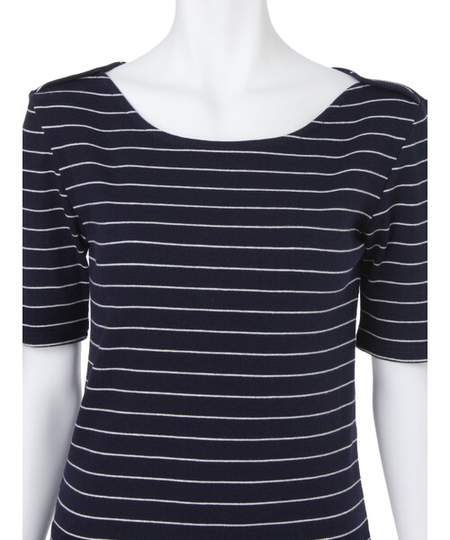 Ungrid（アングリッド）の「テレコボーダーボートネックTee（トップス・レディース・オフホワイト/ネイビー・F）」の6枚目の写真