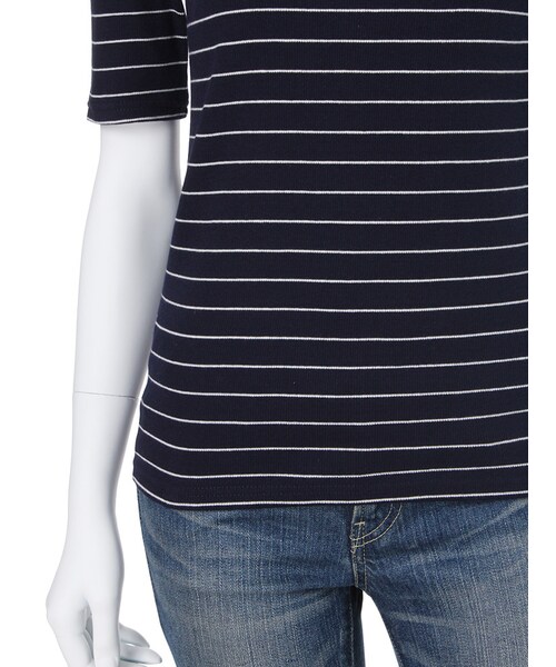 Ungrid（アングリッド）の「テレコボーダーボートネックTee（トップス・レディース・オフホワイト/ネイビー・F）」の8枚目の写真