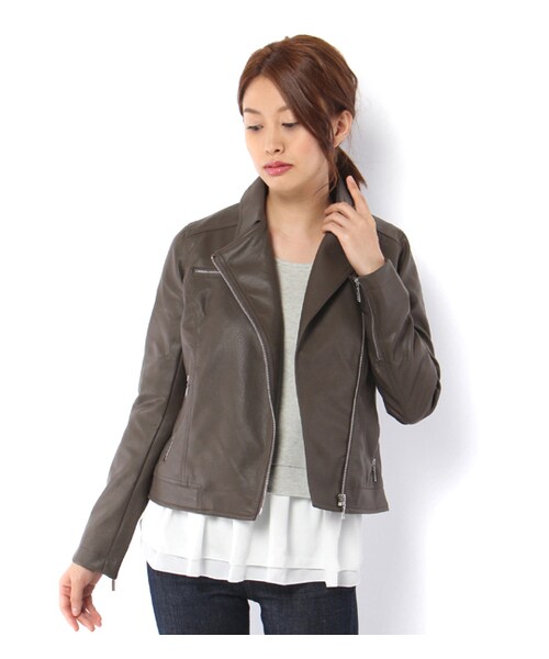 laboratory work（ラボラトリーワーク）の「フェイクレザーライダースジャケット（ジャケット/アウター・レディース・ブラック/ブラウン/キャメル・S/M）」の2枚目の写真