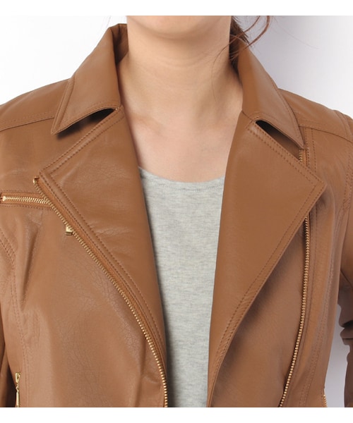 laboratory work（ラボラトリーワーク）の「フェイクレザーライダースジャケット（ジャケット/アウター・レディース・ブラック/ブラウン/キャメル・S/M）」の7枚目の写真