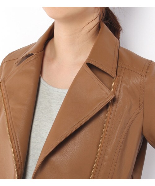 laboratory work（ラボラトリーワーク）の「フェイクレザーライダースジャケット（ジャケット/アウター・レディース・ブラック/ブラウン/キャメル・S/M）」の6枚目の写真