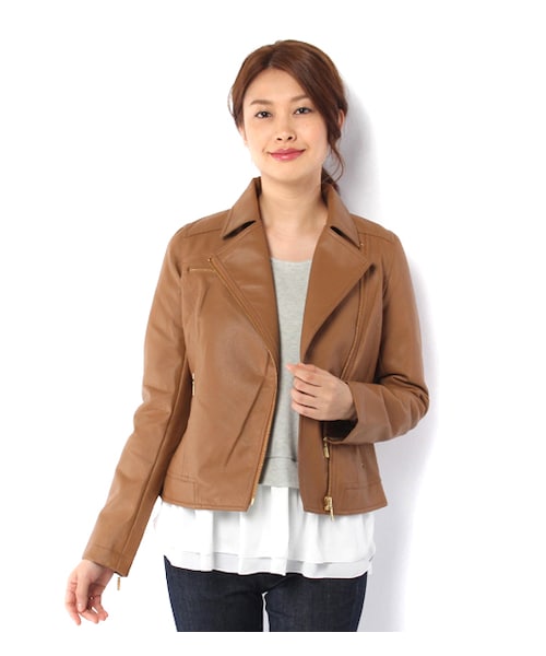 laboratory work（ラボラトリーワーク）の「フェイクレザーライダースジャケット（ジャケット/アウター・レディース・ブラック/ブラウン/キャメル・S/M）」の3枚目の写真