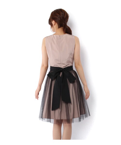 laboratory work（ラボラトリーワーク）の「ウエストリボンオーバースカート付きワンピース（ワンピース/ドレス・レディース・ピンクベージュ/ミント/ネイビー・M）」の4枚目の写真