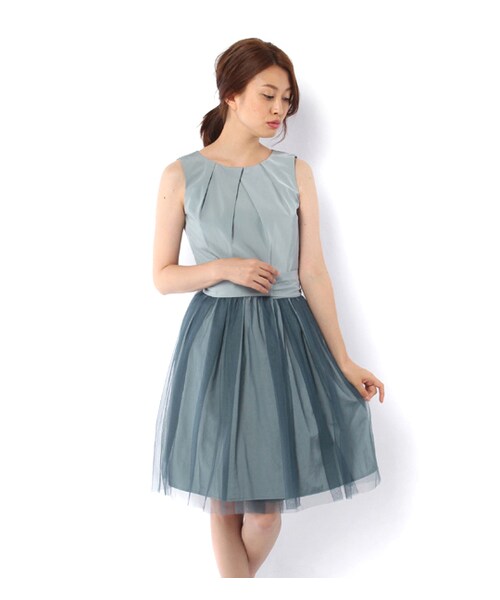 laboratory work（ラボラトリーワーク）の「ウエストリボンオーバースカート付きワンピース（ワンピース/ドレス・レディース・ピンクベージュ/ミント/ネイビー・M）」の2枚目の写真