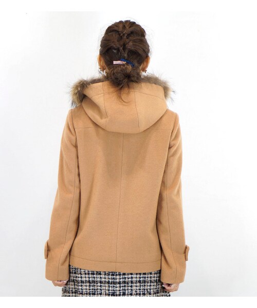 laboratory work（ラボラトリーワーク）の「【POINT×10】【laboratory work】ウーリーメルトンファー付きショートコート（ジャケット/アウター・レディース・チャコールグレー/ブラック/キャメル・M）」の6枚目の写真