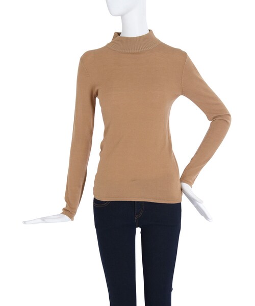 EMODA（エモダ）の「RIB ハイネックニットトップス（トップス・レディース・グレー/ブラック/レッド/ベージュ・F）」の6枚目の写真