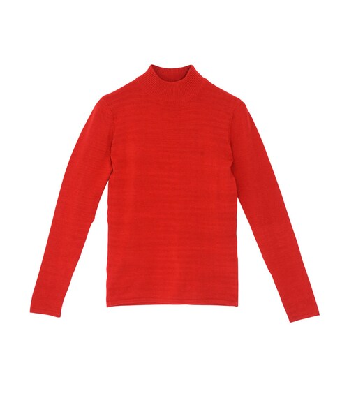 EMODA（エモダ）の「RIB ハイネックニットトップス（トップス・レディース・グレー/ブラック/レッド/ベージュ・F）」の4枚目の写真