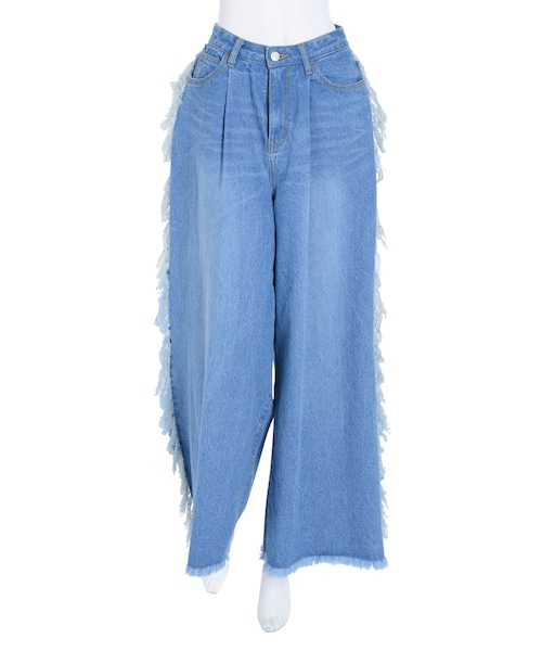jouetie（ジュエティ）の「【仲里依紗コラボ】フリンジデニムパンツ（パンツ・レディース・アイスブルー/インディゴ）」の8枚目の写真