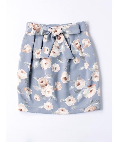 31 Sons de mode（トランテアン　ソン　ドゥ　モード）の「花柄コクーンスカート（スカート・レディース・オフホワイト/グレー/ネイビー・36/38）」の2枚目の写真