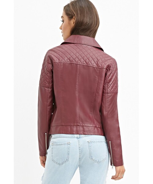 FOREVER 21(フォーエバー トゥエンティーワン)の「FOREVER 21 Quilted Faux Leather Jacket(ライダースジャケット・レディース・Black/Purple/Brown・Small/Medium/Large)」の7枚目の写真