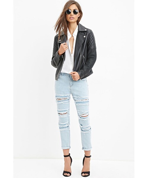 FOREVER 21(フォーエバー トゥエンティーワン)の「FOREVER 21 Quilted Faux Leather Jacket(ライダースジャケット・レディース・Black/Purple/Brown・Small/Medium/Large)」の14枚目の写真
