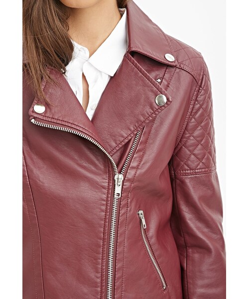 FOREVER 21(フォーエバー トゥエンティーワン)の「FOREVER 21 Quilted Faux Leather Jacket(ライダースジャケット・レディース・Black/Purple/Brown・Small/Medium/Large)」の10枚目の写真