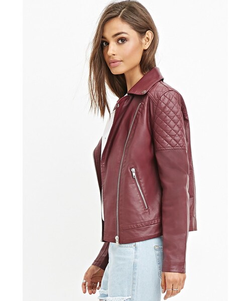 FOREVER 21(フォーエバー トゥエンティーワン)の「FOREVER 21 Quilted Faux Leather Jacket(ライダースジャケット・レディース・Black/Purple/Brown・Small/Medium/Large)」の9枚目の写真