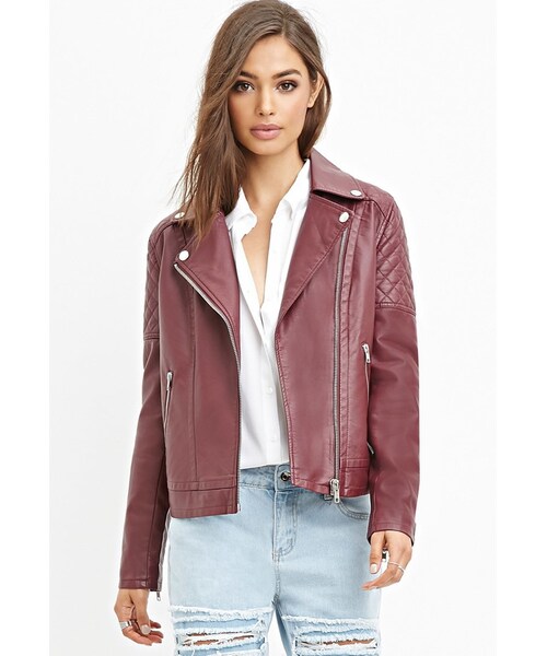 FOREVER 21(フォーエバー トゥエンティーワン)の「FOREVER 21 Quilted Faux Leather Jacket(ライダースジャケット・レディース・Black/Purple/Brown・Small/Medium/Large)」の11枚目の写真