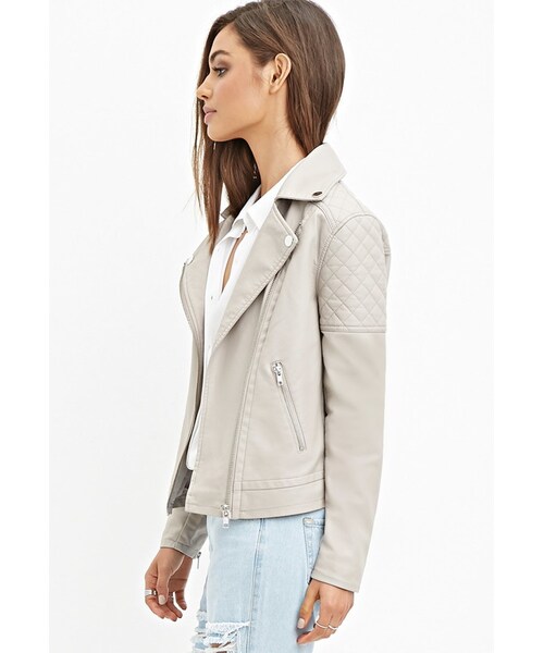 FOREVER 21(フォーエバー トゥエンティーワン)の「FOREVER 21 Quilted Faux Leather Jacket(ライダースジャケット・レディース・Black/Purple/Brown・Small/Medium/Large)」の5枚目の写真