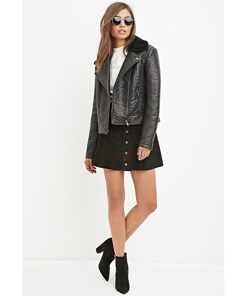 FOREVER 21（フォーエバー トゥエンティーワン）の「FOREVER 21 Faux Leather Moto Jacket（ライダースジャケット・レディース・Beige/Black・Small/Medium/Large）」の10枚目の写真