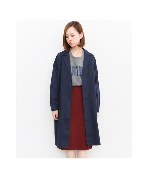 KBF（ケイビーエフ）の「コットンロングコート（ジャケット/アウター・レディース・OLIVE/MUSTARD/NAVY・one）」の7枚目の写真