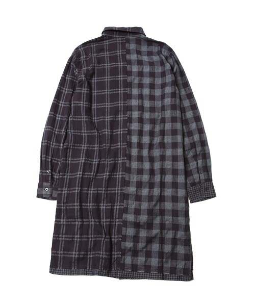 VIRGOwearworks（ヴァルゴウェアワークス）の「【ブラック＆完売サイズ再入荷決定！先行予約】【9月下旬入荷予定】Intersection check long shirts ロングチェックシャツ（トップス・メンズ・WHITE/BLACK/NAVY・2/3/4）」の7枚目の写真