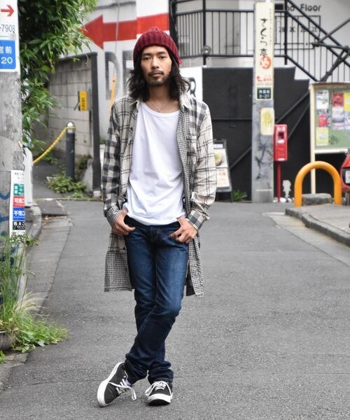 VIRGOwearworks（ヴァルゴウェアワークス）の「【ブラック＆完売サイズ再入荷決定！先行予約】【9月下旬入荷予定】Intersection check long shirts ロングチェックシャツ（トップス・メンズ・WHITE/BLACK/NAVY・2/3/4）」の3枚目の写真