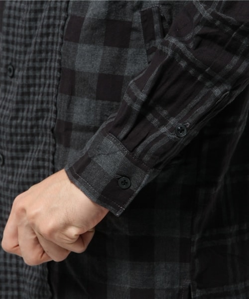 VIRGOwearworks（ヴァルゴウェアワークス）の「【ブラック＆完売サイズ再入荷決定！先行予約】【9月下旬入荷予定】Intersection check long shirts ロングチェックシャツ（トップス・メンズ・WHITE/BLACK/NAVY・2/3/4）」の11枚目の写真