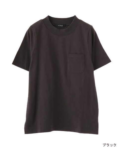 w closet（ダブルクローゼット）の「ハイネックポケ付きTシャツ（トップス・レディース・オフホワイト/キャメル/ブラウン/ブラック・FREE）」の2枚目の写真
