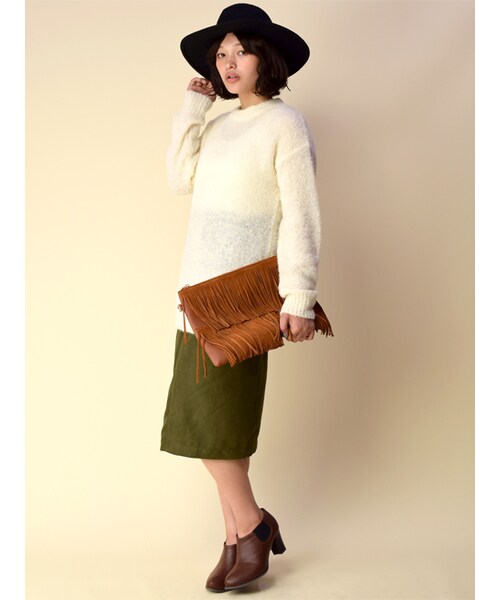 w closet（ダブルクローゼット）の「ベルト付きハイウエストタイトスカート（スカート・レディース・オレンジ/カーキ/ブラック・FREE）」の13枚目の写真