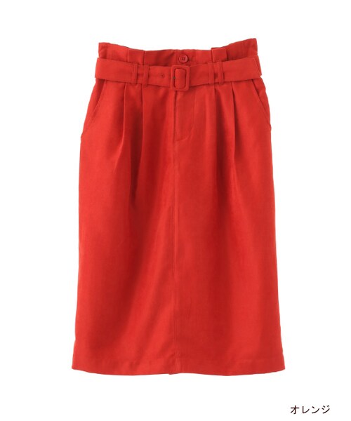 w closet（ダブルクローゼット）の「ベルト付きハイウエストタイトスカート（スカート・レディース・オレンジ/カーキ/ブラック・FREE）」の3枚目の写真