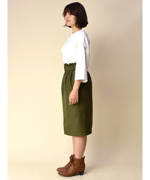 w closet（ダブルクローゼット）の「ベルト付きハイウエストタイトスカート（スカート・レディース・オレンジ/カーキ/ブラック・FREE）」の5枚目の写真