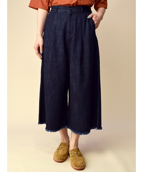 w closet（ダブルクローゼット）の「フリンジデニムガウチョパンツ（パンツ・レディース・ブルー/ネイビー・FREE）」の3枚目の写真