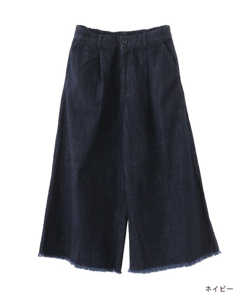 w closet（ダブルクローゼット）の「フリンジデニムガウチョパンツ（パンツ・レディース・ブルー/ネイビー・FREE）」の2枚目の写真