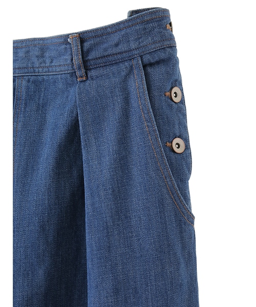 w closet（ダブルクローゼット）の「脇ボタンワイドタックパンツ（パンツ・レディース・ブルー/ネイビー・FREE）」の6枚目の写真