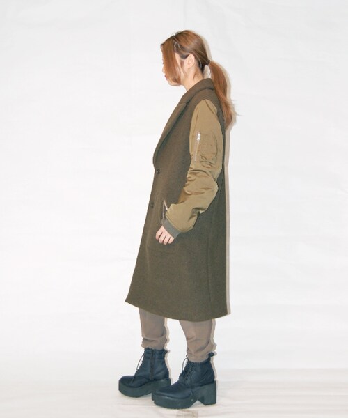 G.V.G.V.（ジーヴィージーヴィー）の「MA-1 SLEEVE COAT（ジャケット/アウター・レディース・KHAKI/BLACK・34/36）」の11枚目の写真