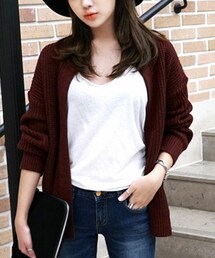 DHOLIC | ラウンドネックオープンニットカーディガン(カーディガン/ボレロ)