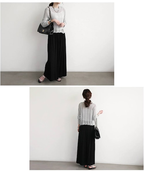 Aco Design（アコデザイン）の「ワイドパンツ レディース 大きいサイズ/ガウチョパンツ ナチュラル/きれいめ ガウチョパンツ ロング/ウエストゴム パンツ（その他パンツ・レディース・グレー・フリーサイズ　ウエスト:66~　ヒップ:120　股上:37　太腿:72　裾幅:78　総丈:88）」の7枚目の写真