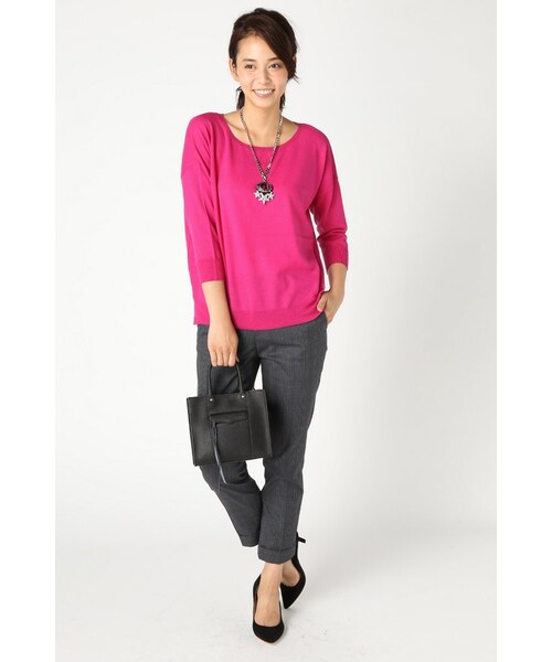 Spick & Span（スピックアンドスパン）の「ITALY WOOL 16Gテンジク プルオーバー（トップス・レディース・ブラック/グレーA/ホワイト/ピンク・フリー）」の7枚目の写真