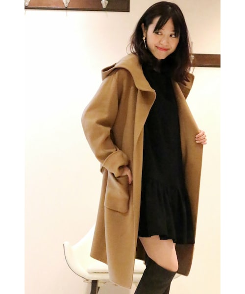 訳あり】Spick & Span ウール100％ フード コート キャメル S Spick