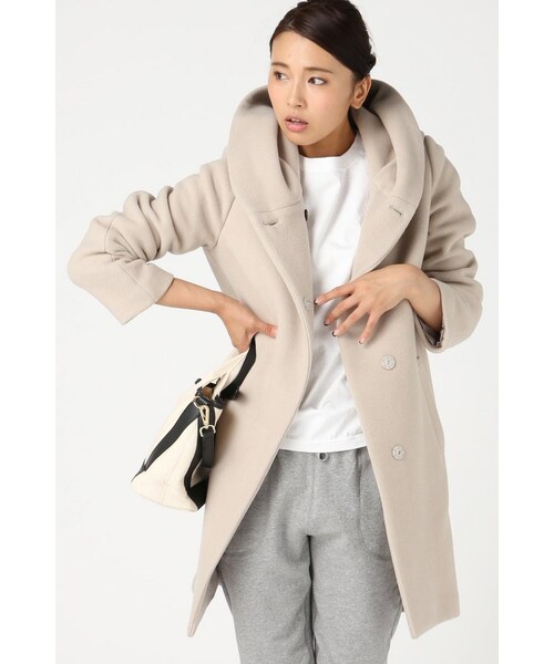 JOURNAL STANDARD（ジャーナルスタンダード）の「《予約》ダブルモッサー2WAYフード ロングコート◆（ジャケット/アウター・レディース・ブラック/グレー/ナチュラル/キャメル・S/M）」の18枚目の写真