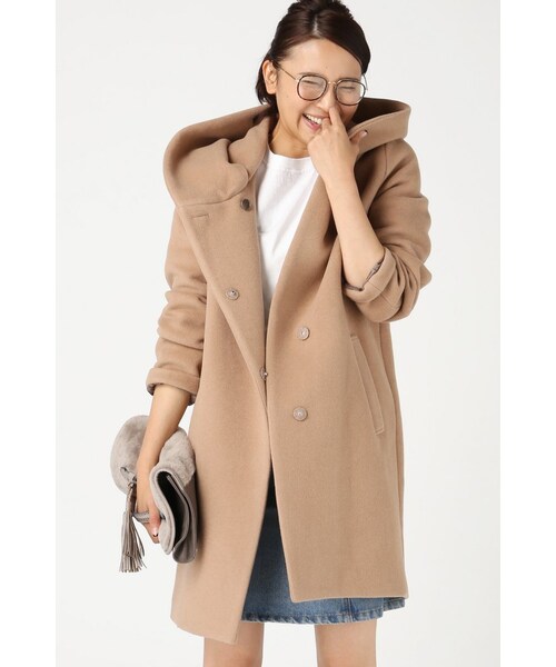 JOURNAL STANDARD（ジャーナルスタンダード）の「《予約》ダブルモッサー2WAYフード ロングコート◆（ジャケット/アウター・レディース・ブラック/グレー/ナチュラル/キャメル・S/M）」の16枚目の写真