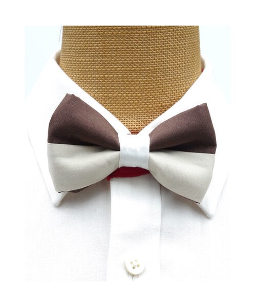 NIRAME.CO（ニラメッコ）の「蝶ネクタイ　ブラウン×ナチュラル（蝶ネクタイ・メンズ・その他）」の2枚目の写真