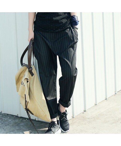 STORES.jp(ストアーズドットジェーピー)の「ペグトップパンツ★ユニセックス★ストライプ×ネオモード★【送料無料】(スラックス・メンズ・その他)」の3枚目の写真
