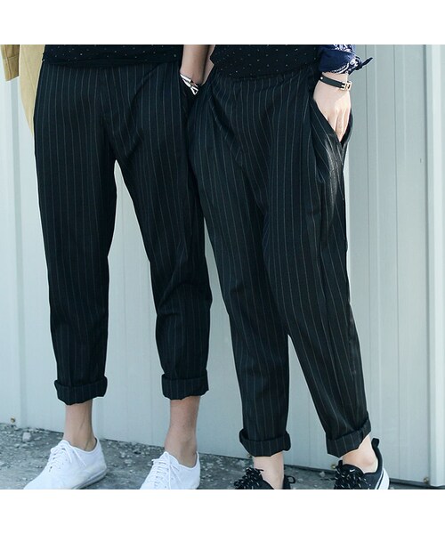 STORES.jp(ストアーズドットジェーピー)の「ペグトップパンツ★ユニセックス★ストライプ×ネオモード★【送料無料】(スラックス・メンズ・その他)」の8枚目の写真