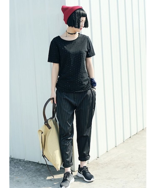 STORES.jp(ストアーズドットジェーピー)の「ペグトップパンツ★ユニセックス★ストライプ×ネオモード★【送料無料】(スラックス・メンズ・その他)」の5枚目の写真