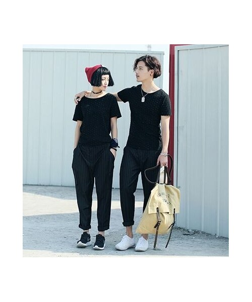 STORES.jp(ストアーズドットジェーピー)の「ペグトップパンツ★ユニセックス★ストライプ×ネオモード★【送料無料】(スラックス・メンズ・その他)」の1枚目の写真