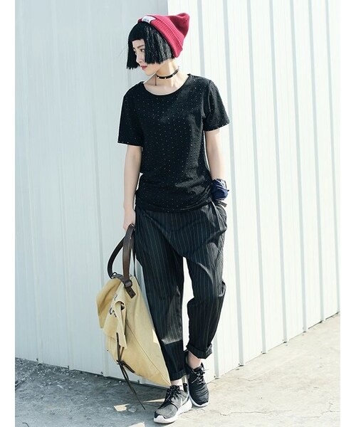 STORES.jp(ストアーズドットジェーピー)の「ペグトップパンツ★ユニセックス★ストライプ×ネオモード★【送料無料】(スラックス・メンズ・その他)」の2枚目の写真