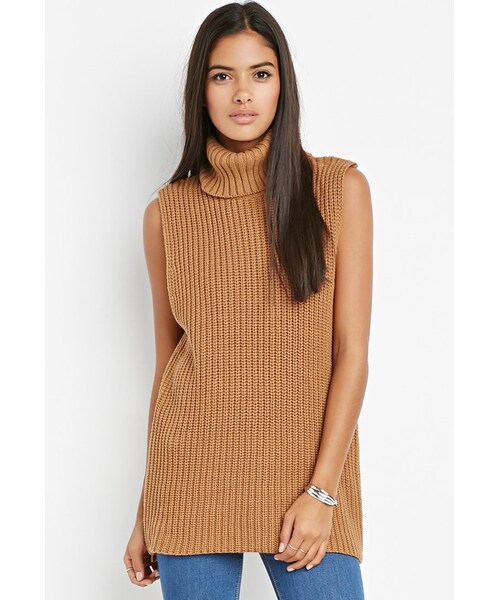 FOREVER 21（フォーエバー トゥエンティーワン）の「FOREVER 21 Zippered Turtleneck Tunic（ニット/セーター・レディース・Black/Beige・X-Small/Small/Medium/Large）」の2枚目の写真