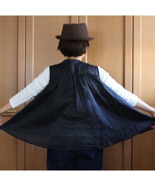 Handmade(ハンドメイド)の「リネンギャザーノースリーブブラウス(シャツ/ブラウス・レディース・その他)」の9枚目の写真